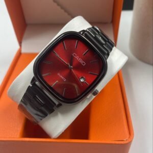 Black Strapped Red Face Casio Watch