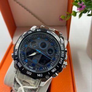 EdiFace GShock Silver Strapped Black Face